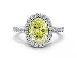 White gold Fancy Yellow Oval  Halo Diamond Engagement Ring with Pavé Band and Four-Prong Setting_81