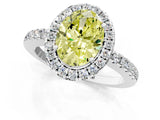 White gold Fancy Yellow Oval  Halo Diamond Engagement Ring with Pavé Band and Four-Prong Setting_82