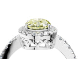 White gold Fancy Yellow Oval  Halo Diamond Engagement Ring with Pavé Band and Four-Prong Setting_85
