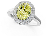White gold Fancy Yellow Oval  Halo Diamond Engagement Ring with Solitaire Band and Four-Prong Setting_21