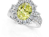 White gold Fancy Yellow Oval  Halo Diamond Engagement Ring with Split Shank and Four-Prong Setting_57