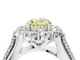 White gold Fancy Yellow Oval  Halo Diamond Engagement Ring with Split Shank and Prong Setting_70