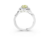 White gold Fancy Yellow Oval  Halo Diamond Engagement Ring with Twisted Band and Four-Prong Setting 3