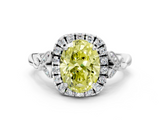 White gold Fancy Yellow Oval  Halo Diamond Engagement Ring with Vintage-Inspired Band and Four-Prong Setting_3