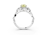 White gold Fancy Yellow Oval  Halo Diamond Engagement Ring with Vintage-Inspired Band and Four-Prong Setting_6