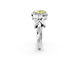White gold Fancy Yellow Oval  Halo Diamond Floral Band with Four-Prong Setting_57