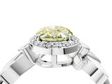 White gold Fancy Yellow Oval  Halo Diamond Floral Band with Four-Prong Setting_59