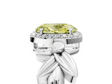 White gold Fancy Yellow Oval  Halo Diamond Floral Band with Four-Prong Setting_63