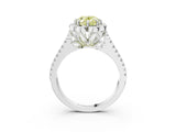 White gold Fancy Yellow Oval  Halo Diamond Floral Split Shank Engagement Ring 3