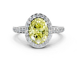 White gold Fancy Yellow Oval  Halo Diamond Pavé Band Ring with Prong Setting_20