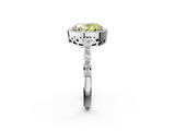 White gold Fancy Yellow Oval  Halo Diamond Pavé Band Ring with Prong Setting_22