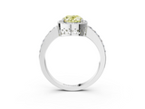 White gold Fancy Yellow Oval  Halo Diamond Pavé Band Ring with Prong Setting_23