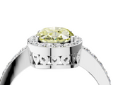 White gold Fancy Yellow Oval  Halo Diamond Pavé Band Ring with Prong Setting_24