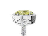White gold Fancy Yellow Oval  Halo Diamond Pavé Band Ring with Prong Setting_25