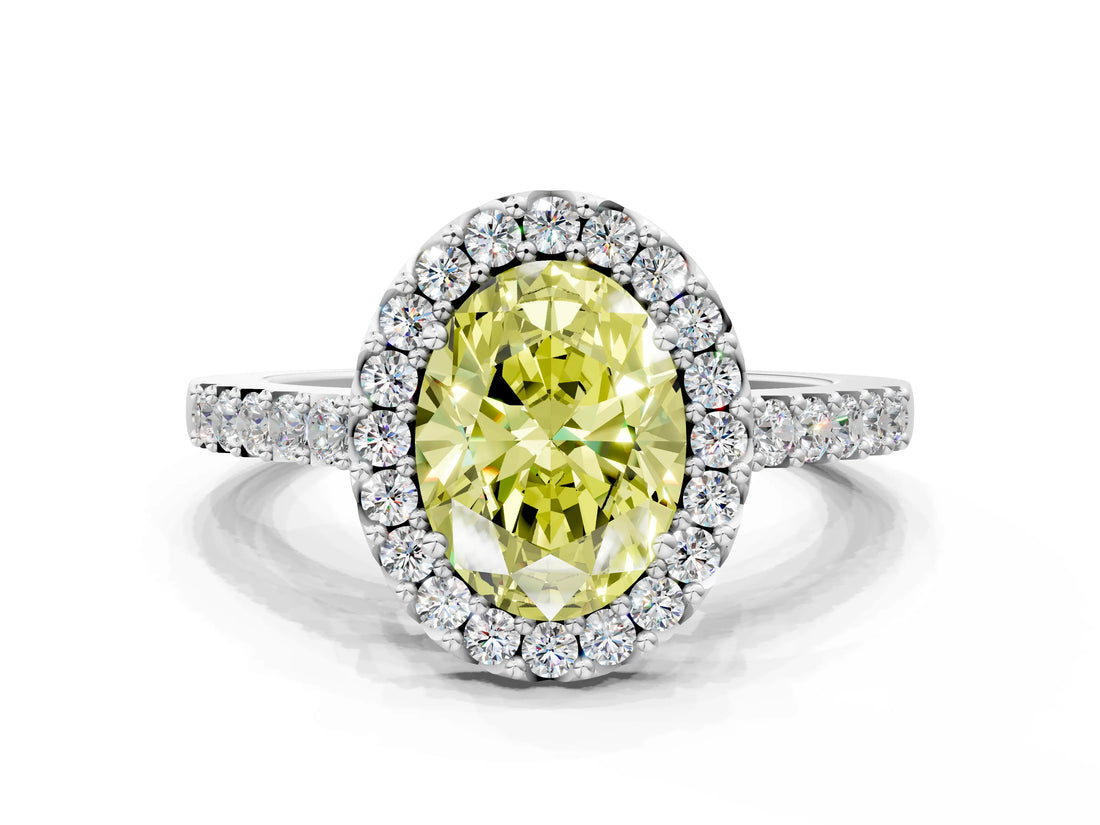 White gold Fancy Yellow Oval  Halo Diamond Pavé Solitaire Ring_39