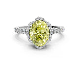 White gold Fancy Yellow Oval  Halo Diamond Pave Band Ring with Four-Prong Setting_15