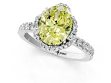 White gold Fancy Yellow Oval  Halo Diamond Pave Band Ring with Four-Prong Setting_16