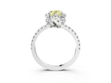 White gold Fancy Yellow Oval  Halo Diamond Pave Band Ring with Four-Prong Setting_18