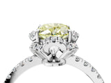 White gold Fancy Yellow Oval  Halo Diamond Pave Band Ring with Four-Prong Setting_19