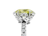 White gold Fancy Yellow Oval  Halo Diamond Pave Band Ring with Four-Prong Setting_20