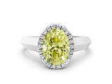 White gold Fancy Yellow Oval  Halo Diamond Ring with Cathedral Band and Four-Prong Setting_67