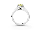 White gold Fancy Yellow Oval  Halo Diamond Ring with Cathedral Band and Four-Prong Setting_70