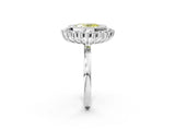 White gold Fancy Yellow Oval  Halo Diamond Ring with Milgrain Edge and Round Prong Setting_40