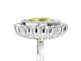 White gold Fancy Yellow Oval  Halo Diamond Ring with Milgrain Edge and Round Prong Setting_43