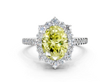 White gold Fancy Yellow Oval  Halo Diamond Ring with Pavé Band and Prong Setting_54