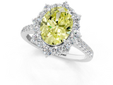 White gold Fancy Yellow Oval  Halo Diamond Ring with Pavé Band and Prong Setting_54