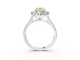 White gold Fancy Yellow Oval  Halo Diamond Ring with Pavé Band and Prong Setting_56
