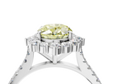 White gold Fancy Yellow Oval  Halo Diamond Ring with Pavé Band and Prong Setting_58