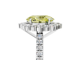 White gold Fancy Yellow Oval  Halo Diamond Ring with Pavé Band and Prong Setting_59