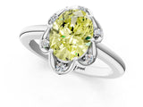 White gold Fancy Yellow Oval  Halo Diamond Ring with Round Cluster Setting, Solitaire Band, and Four-Prong Setting_50