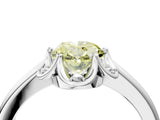 White gold Fancy Yellow Oval  Halo Diamond Ring with Round Cluster Setting, Solitaire Band, and Four-Prong Setting_53