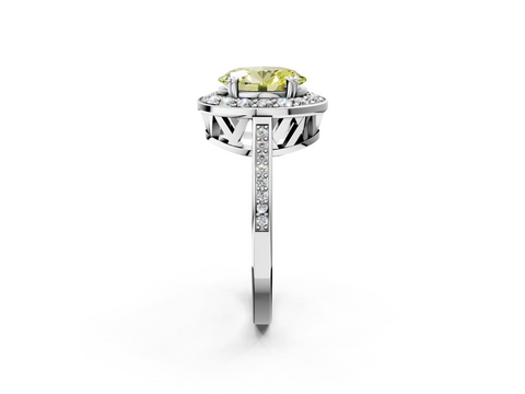 White gold Fancy Yellow Oval  Halo Diamond Ring with Split Shank and Four-Prong Setting_46