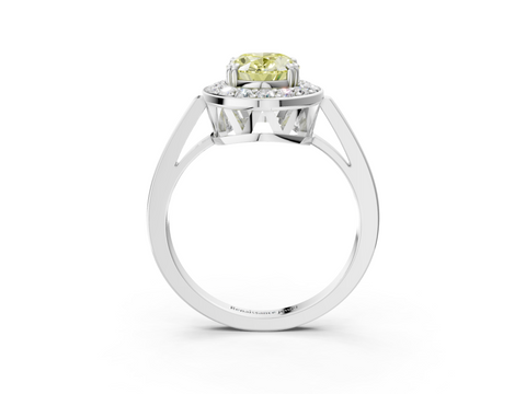 White gold Fancy Yellow Oval  Halo Diamond Ring with Split Shank and Four-Prong Setting_47