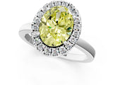 White gold Fancy Yellow Oval  Halo Diamond Solitaire with Pavé Band and Four-Prong Setting_85
