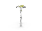 White gold Fancy Yellow Oval  Halo Diamond Solitaire with Pavé Band and Four-Prong Setting_86