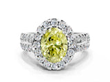 White gold Fancy Yellow Oval  Halo Diamond Split Shank Engagement Ring with Prong Setting_39