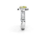 White gold Fancy Yellow Oval  Halo Diamond Split Shank Engagement Ring with Prong Setting_41