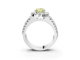 White gold Fancy Yellow Oval  Halo Diamond Split Shank Engagement Ring with Prong Setting_42