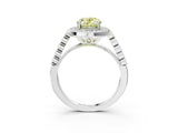 White gold Fancy Yellow Oval  Halo Milgrain Solitaire with Bezel Set Side Stones and Pave Band_71