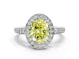 White gold Fancy Yellow Oval  Halo Pavé Diamond Engagement Ring with Bezel Setting_49