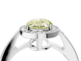 White gold Fancy Yellow Oval  Halo Pavé Diamond Engagement Ring with Bezel Setting_53