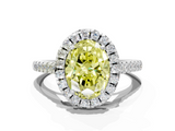 White gold Fancy Yellow Oval  Halo Pavé Diamond Engagement Ring with Four-Prong Setting_3