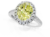 White gold Fancy Yellow Oval  Halo Pavé Diamond Engagement Ring with Four-Prong Setting_4