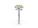 White gold Fancy Yellow Oval  Halo Pave Band Solitaire Ring with Prong Setting_113