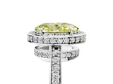 White gold Fancy Yellow Oval  Halo Pave Band Solitaire Ring with Prong Setting_114