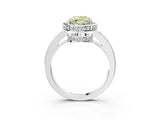 White gold Fancy Yellow Oval  Halo Pave Band Solitaire Ring with Prong Setting_117